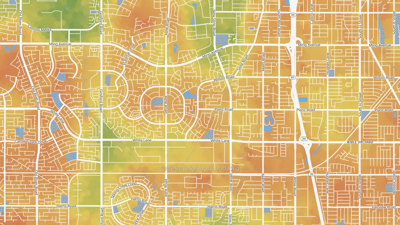 Bike Grade map of Spice Tract, Bakersfield, CA