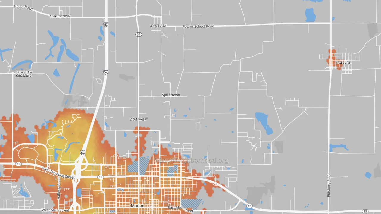 Bike Grade map of Spillertown, IL