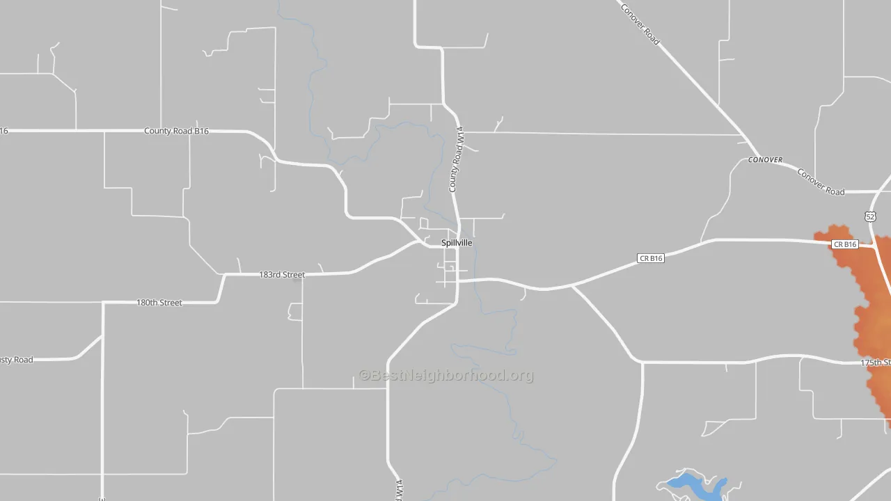 Bike Grade map of Spillville, IA