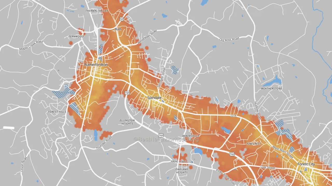 Bike Grade map of Spindale, NC
