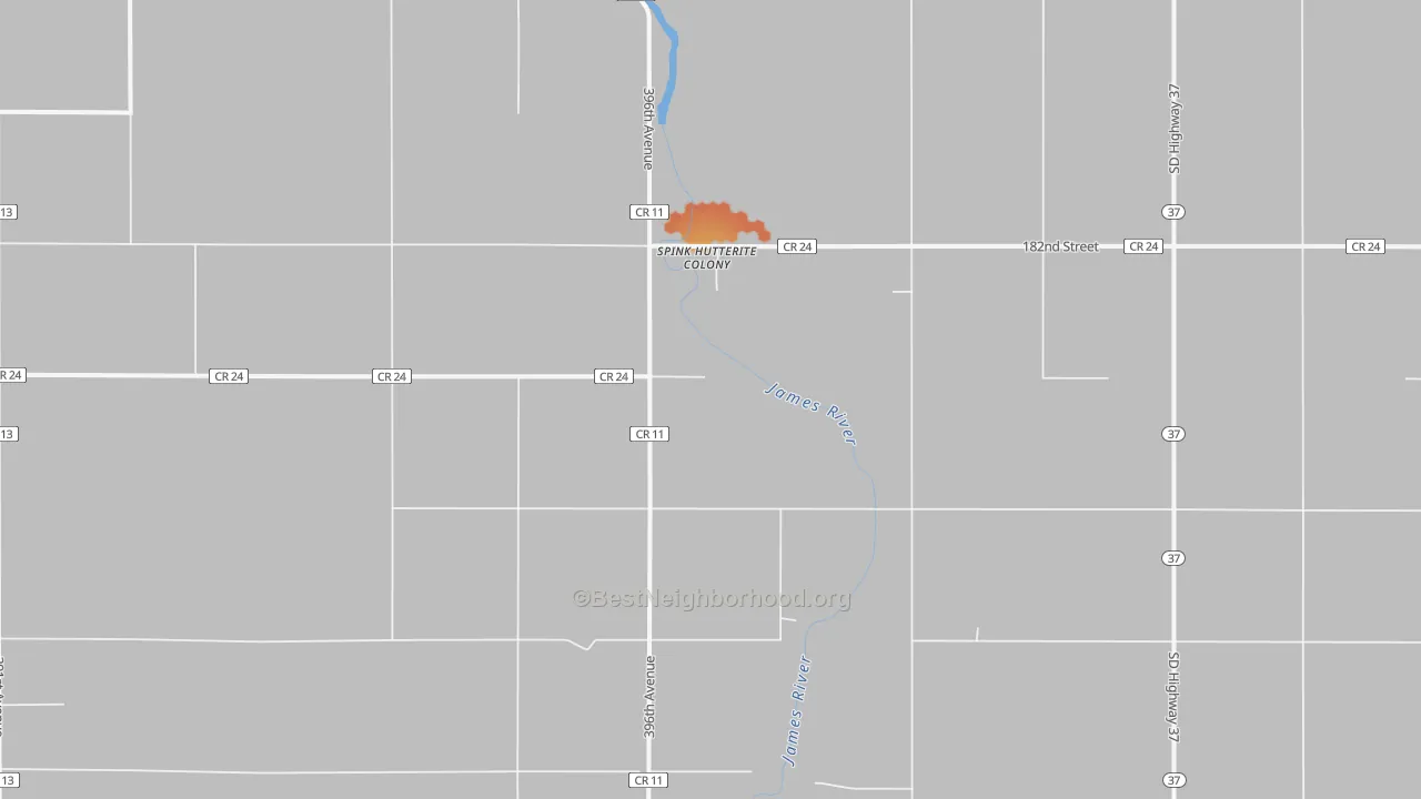 Bike Grade map of Spink Colony, SD