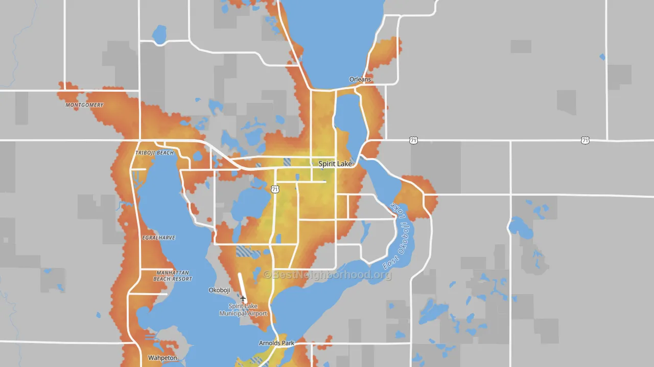 Bike Grade map of Spirit Lake, IA