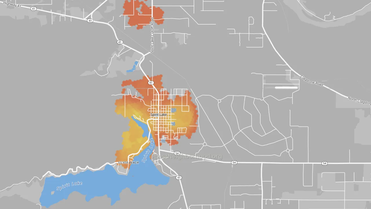 Bike Grade map of Spirit Lake, ID