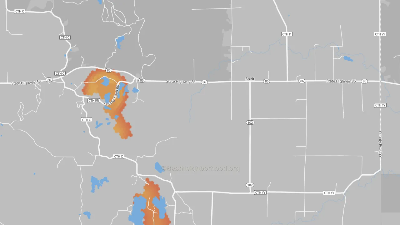 Bike Grade map of Spirit, WI