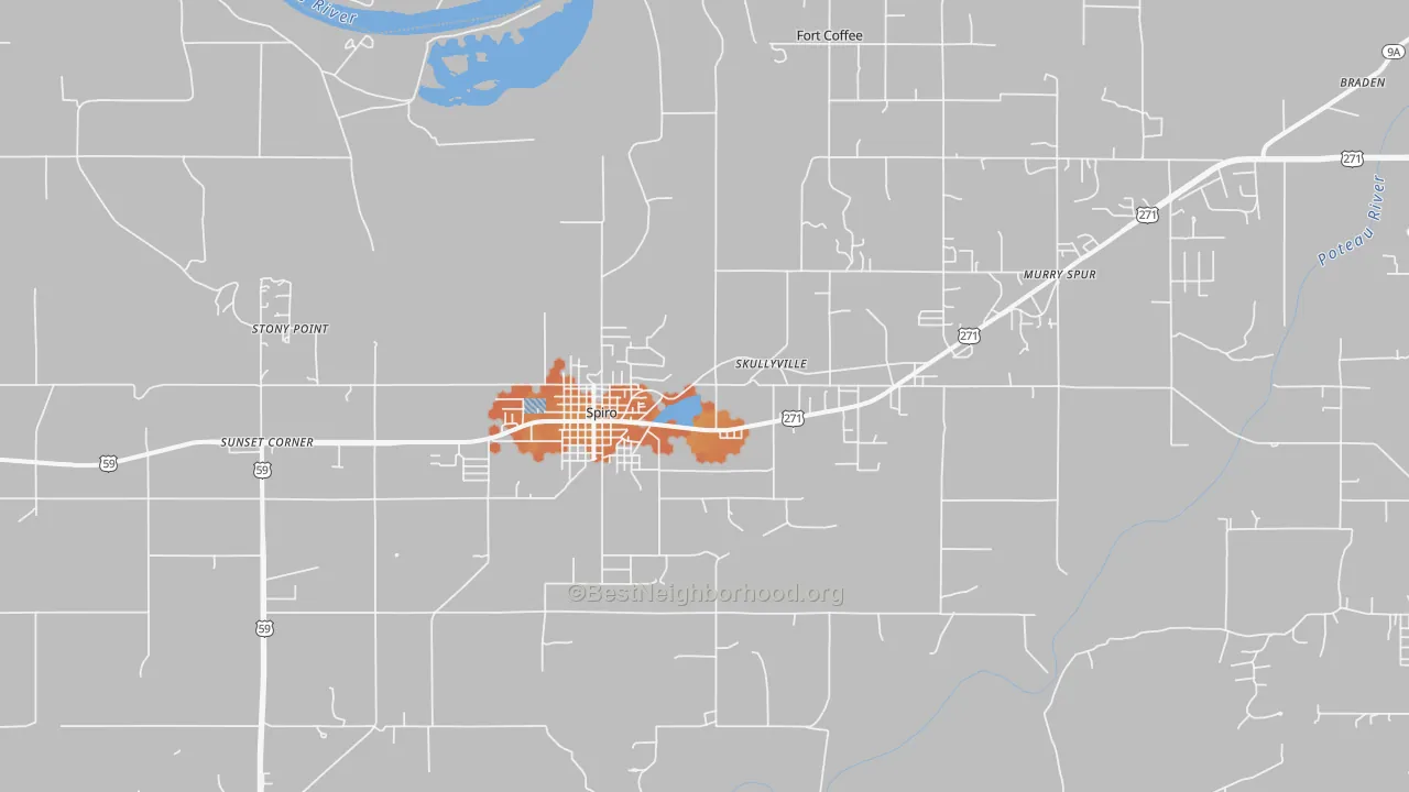Bike Grade map of Spiro, OK
