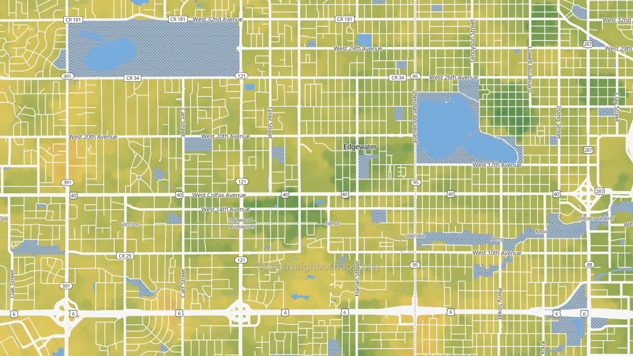 Bike Grade map of Spivak, Edgewater, CO