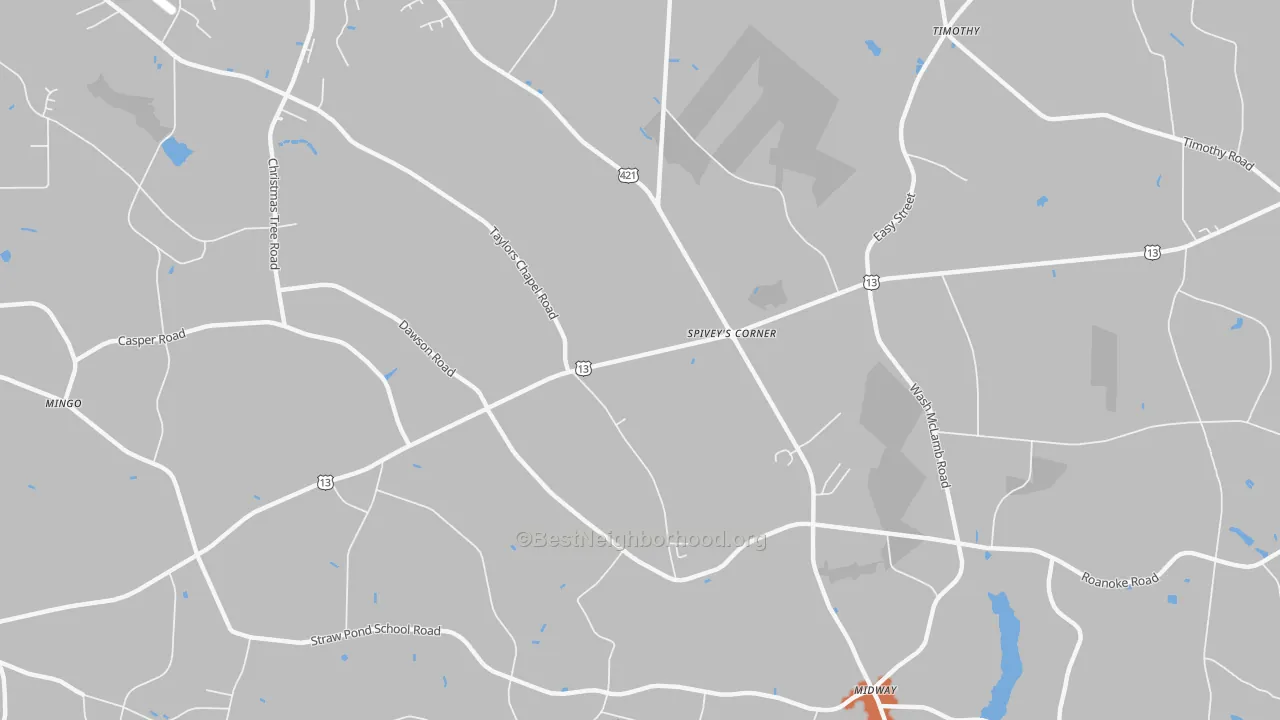 Bike Grade map of Spiveys Corner, NC