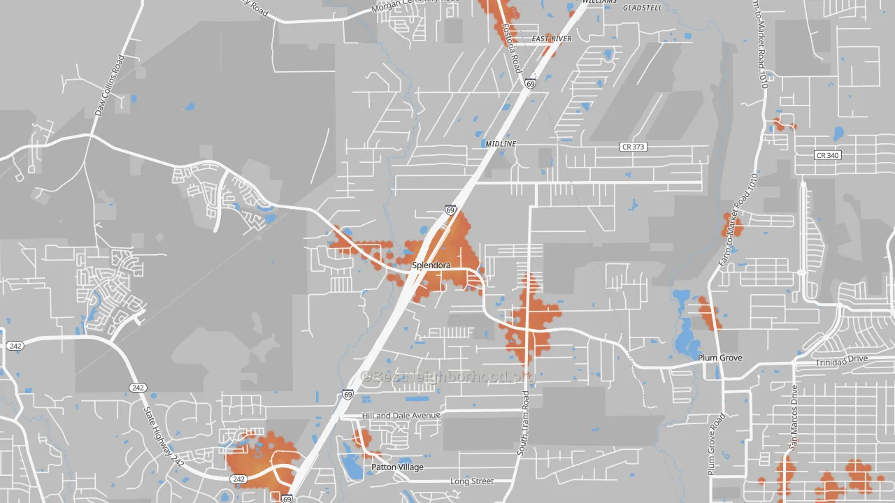 Bike Grade map of Splendora, TX