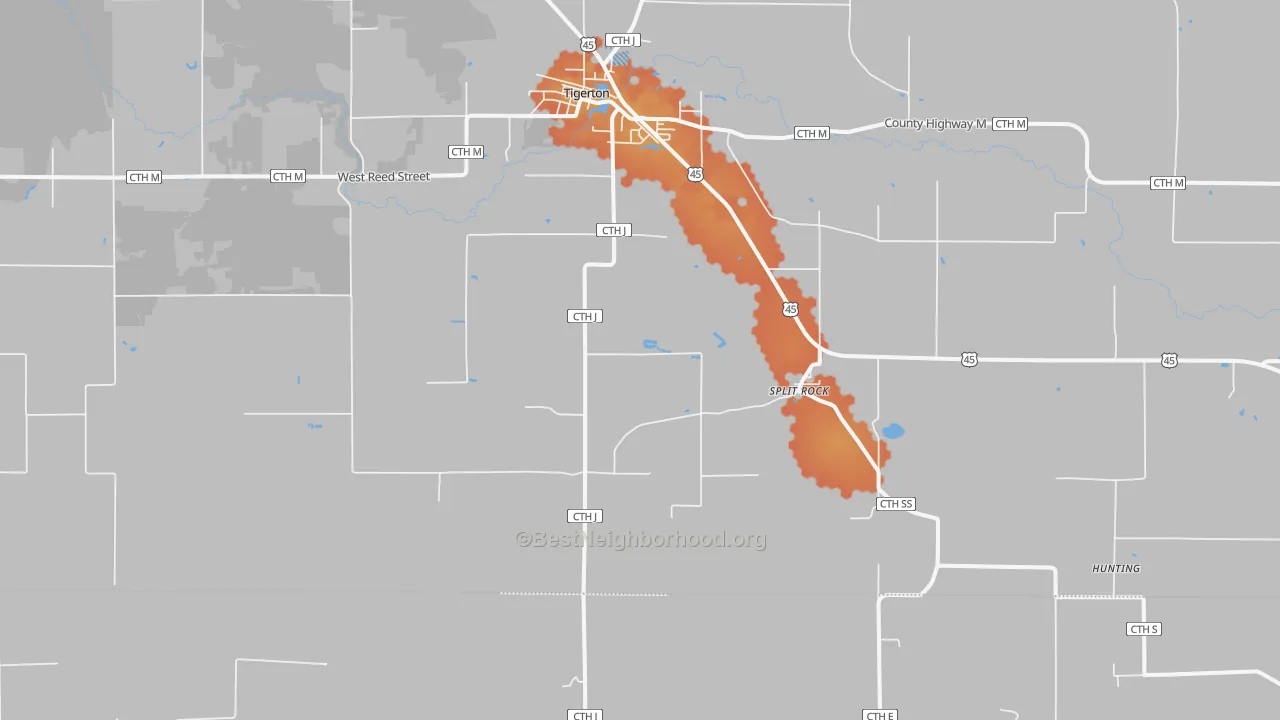 Bike Grade map of Split Rock, WI