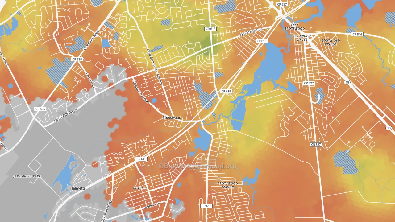 Bike Grade map of Spotswood, NJ
