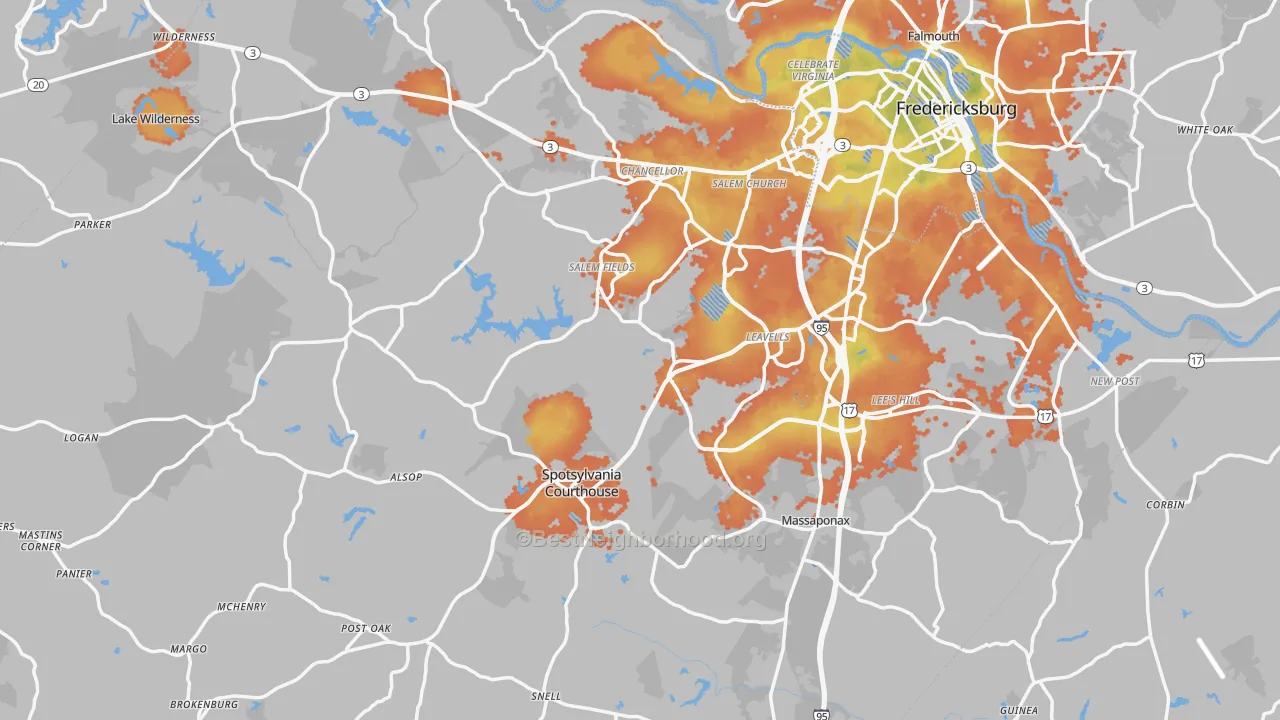 Bike Grade map of Spotsylvania County, VA