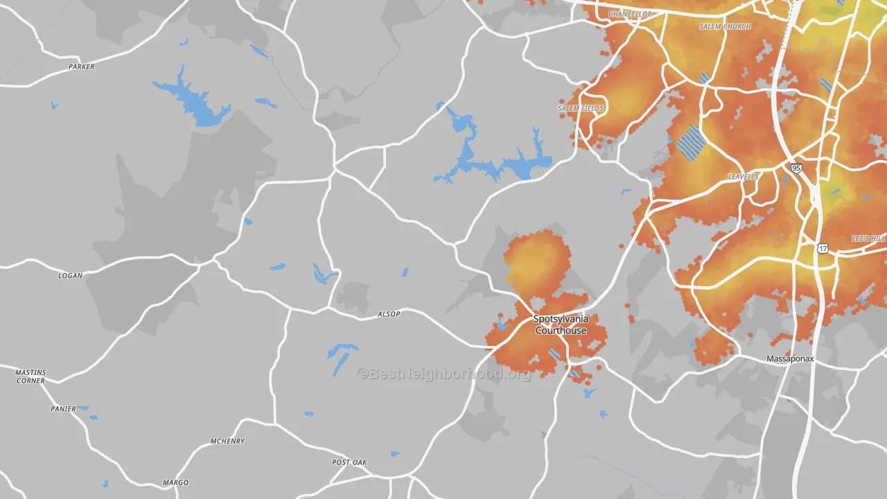 Bike Grade map of Spotsylvania, VA