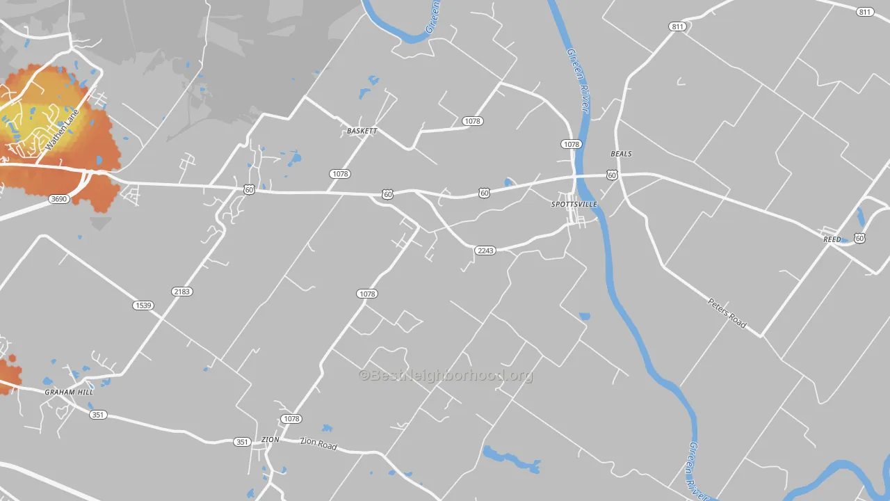 Bike Grade map of Spottsville, KY