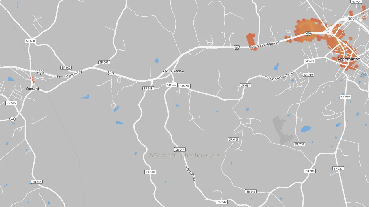 Bike Grade map of Spout Spring, VA