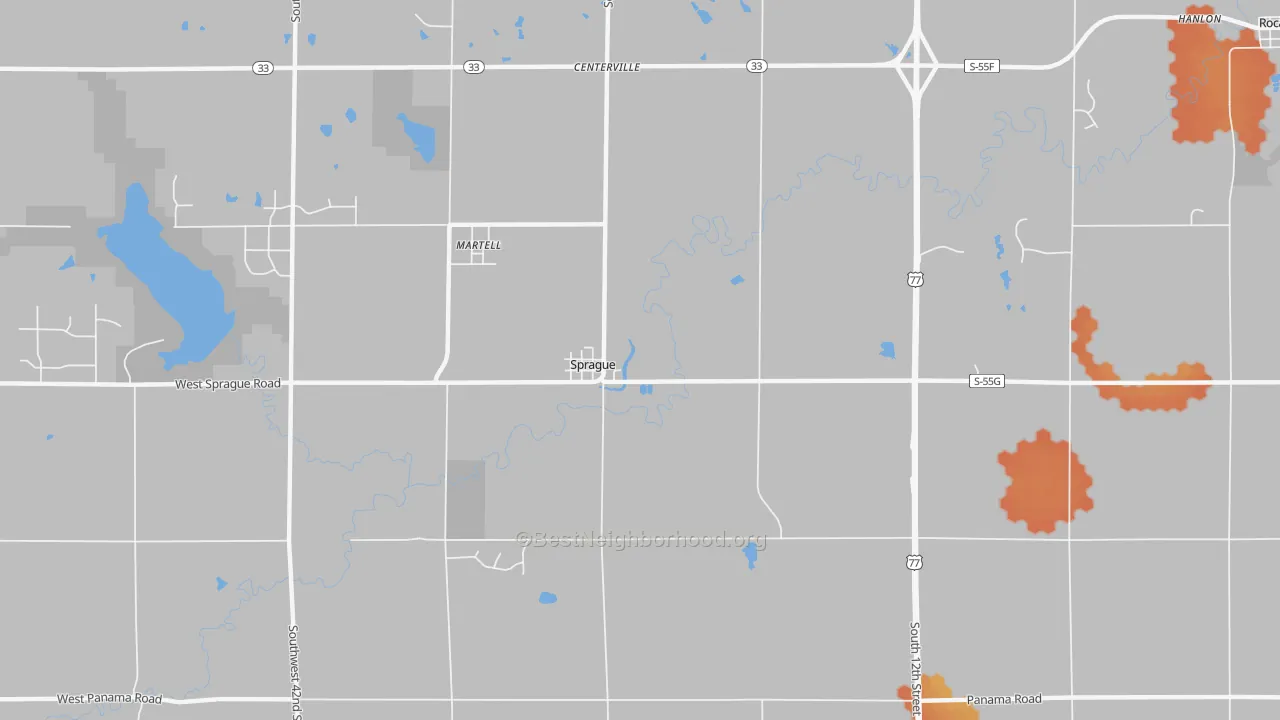 Bike Grade map of Sprague, NE