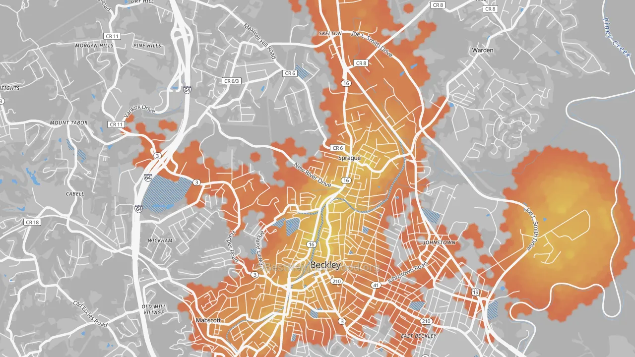 Bike Grade map of Sprague, WV
