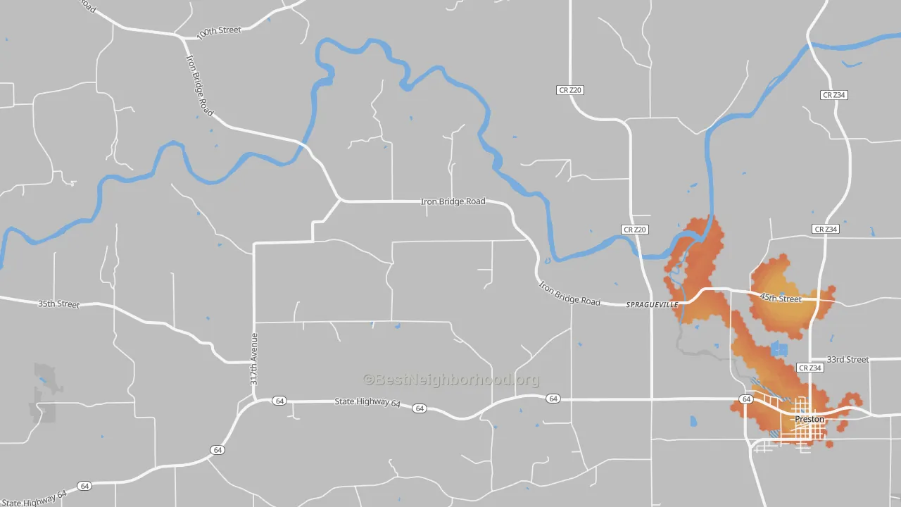 Bike Grade map of Spragueville, IA