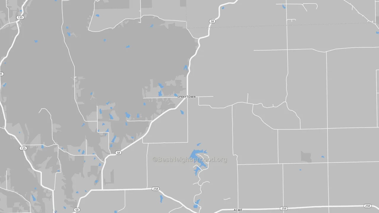 Bike Grade map of Spraytown, IN