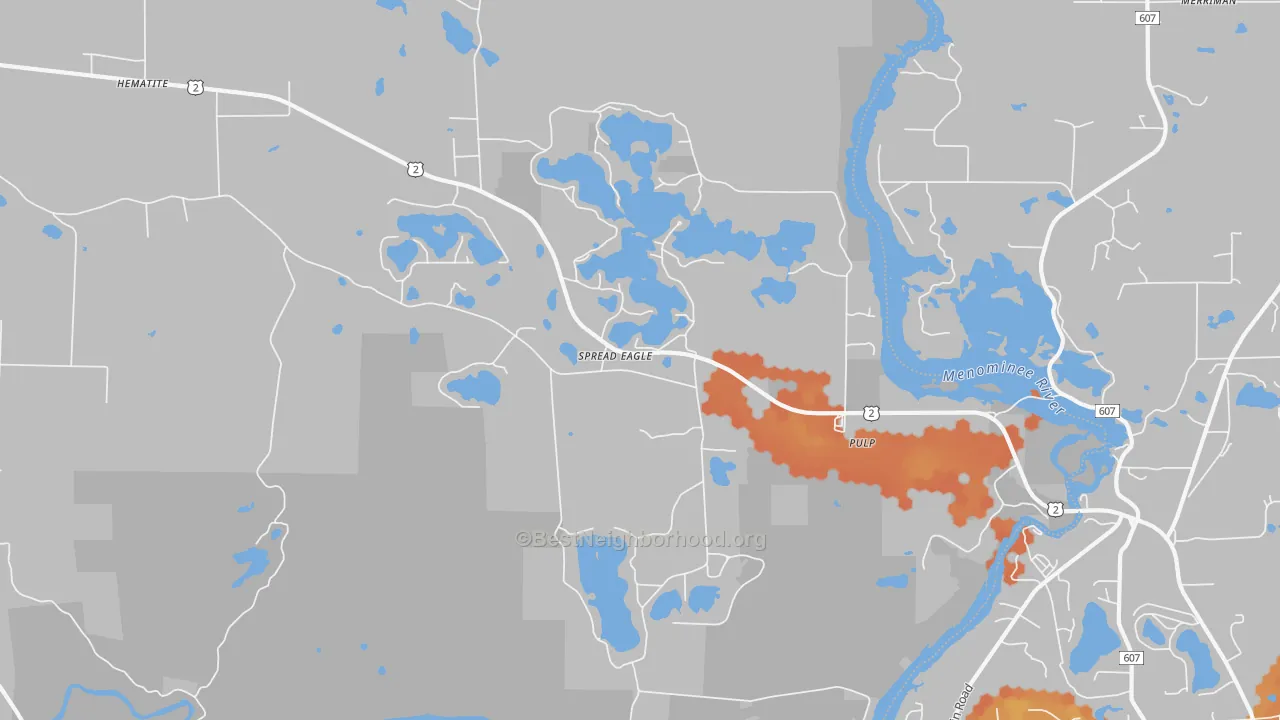 Bike Grade map of Spread Eagle, WI