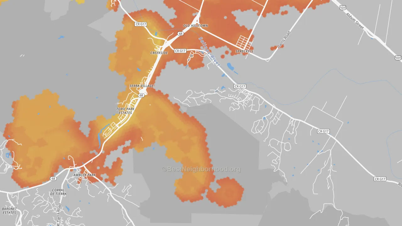Bike Grade map of Spreckels, CA