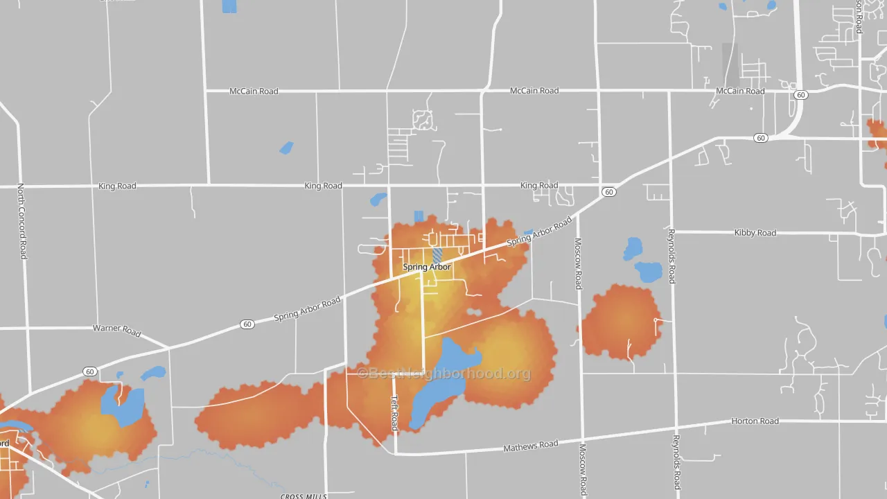 Bike Grade map of Spring Arbor, MI