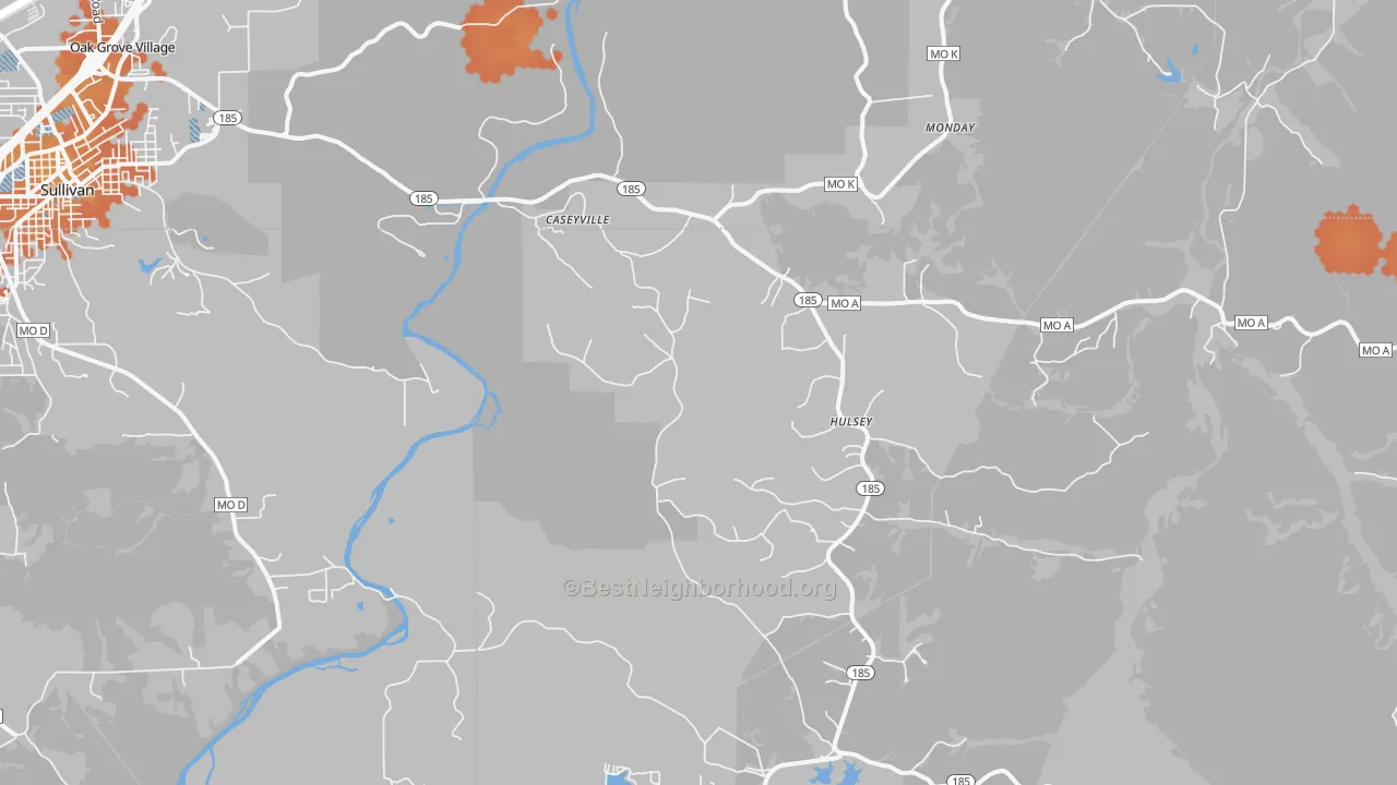 Bike Grade map of Spring Bluff, MO