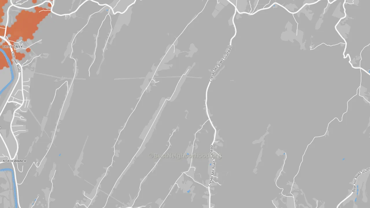 Bike Grade map of Spring Gap, MD