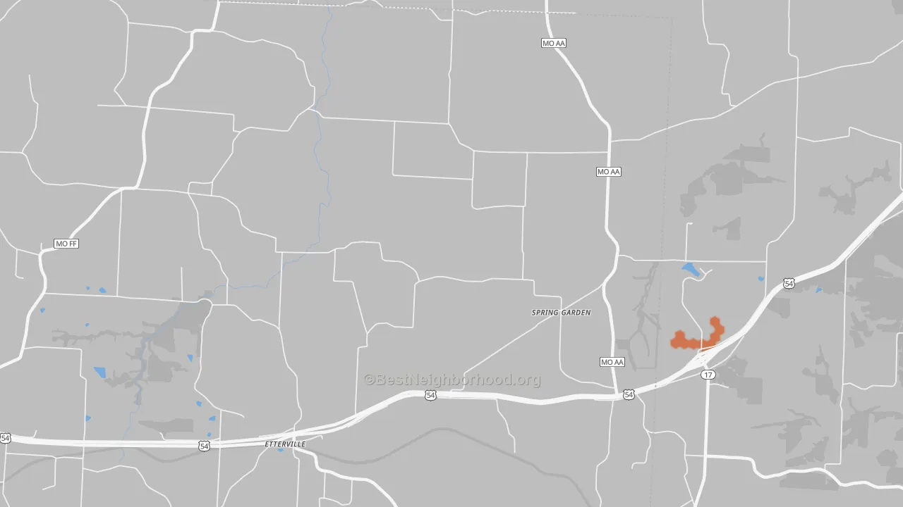 Bike Grade map of Spring Garden, MO