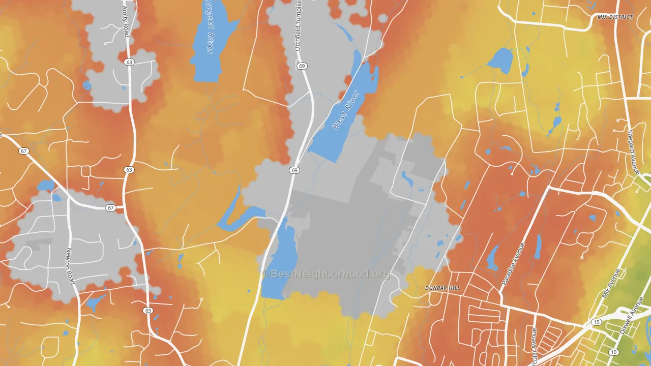 Bike Grade map of Spring Glen, CT
