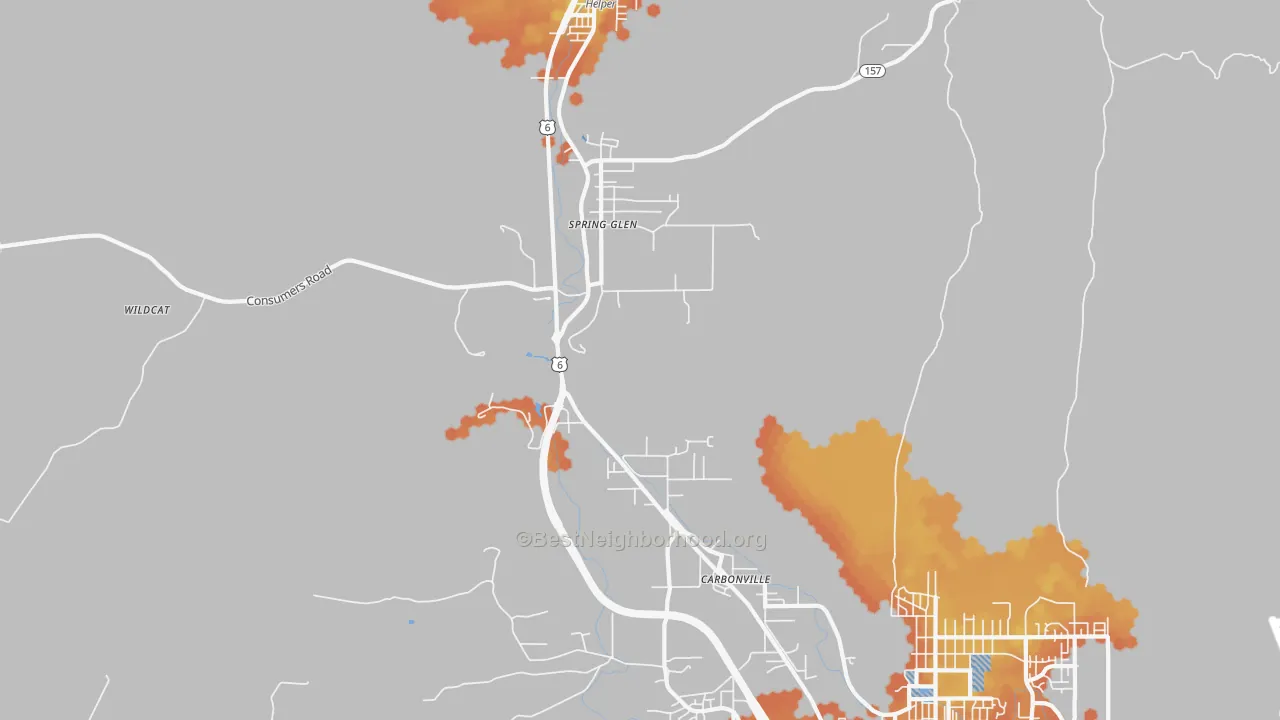 Bike Grade map of Spring Glen, UT