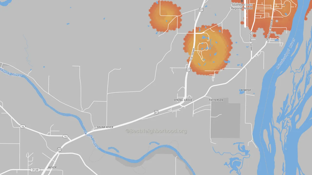 Bike Grade map of Spring Grove, IA