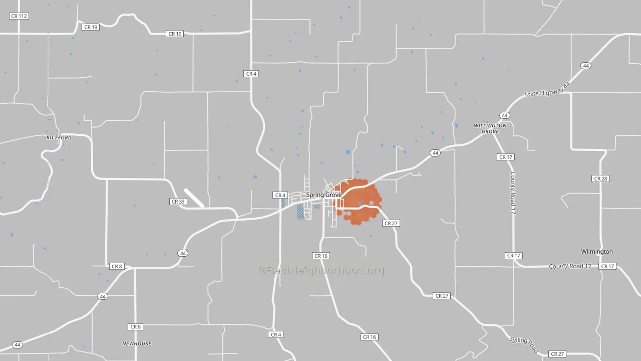 Bike Grade map of Spring Grove, MN