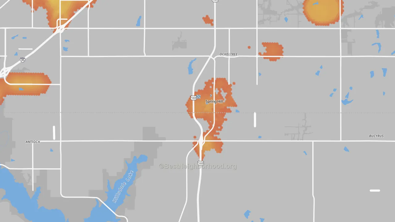 Bike Grade map of Spring Hill, KS