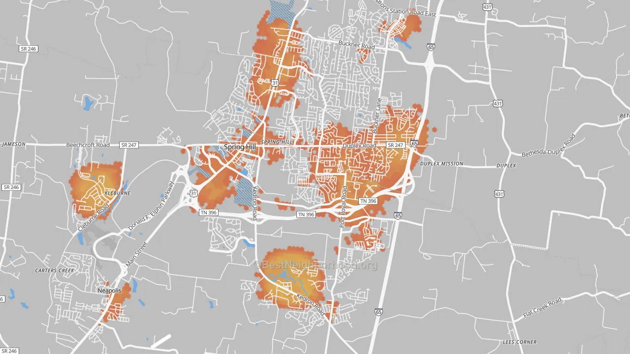 Bike Grade map of Spring Hill, TN