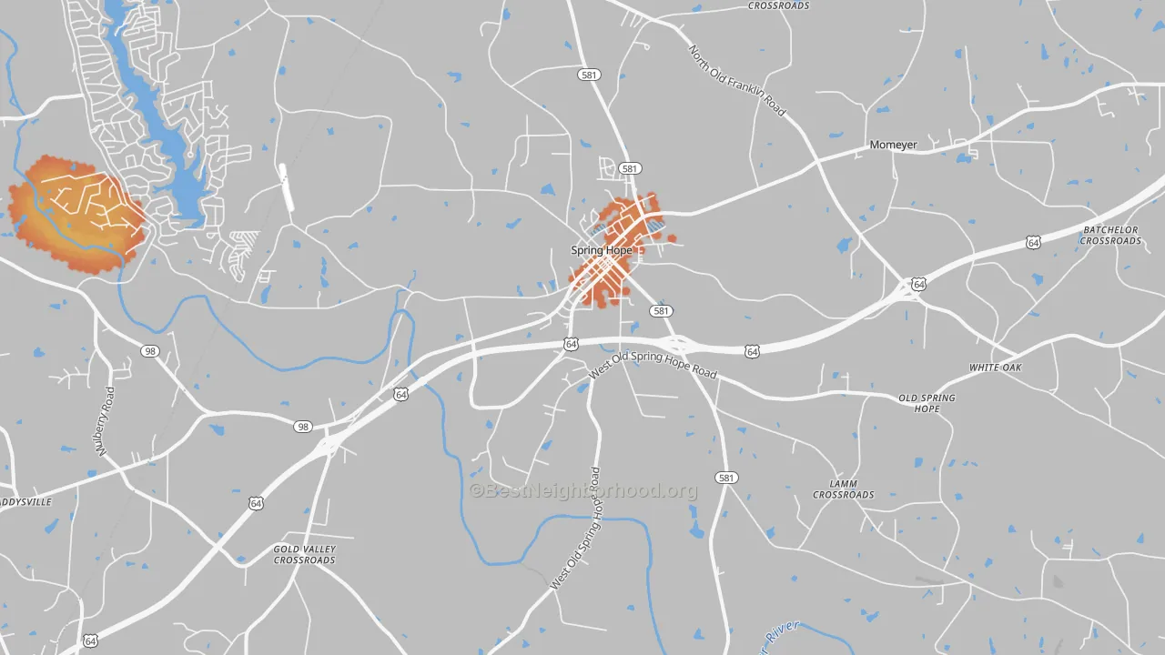 Bike Grade map of Spring Hope, NC