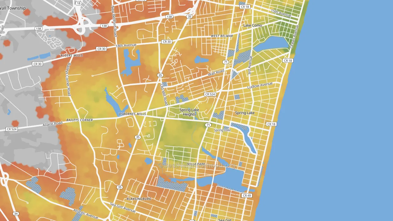Bike Grade map of Spring Lake Heights, NJ