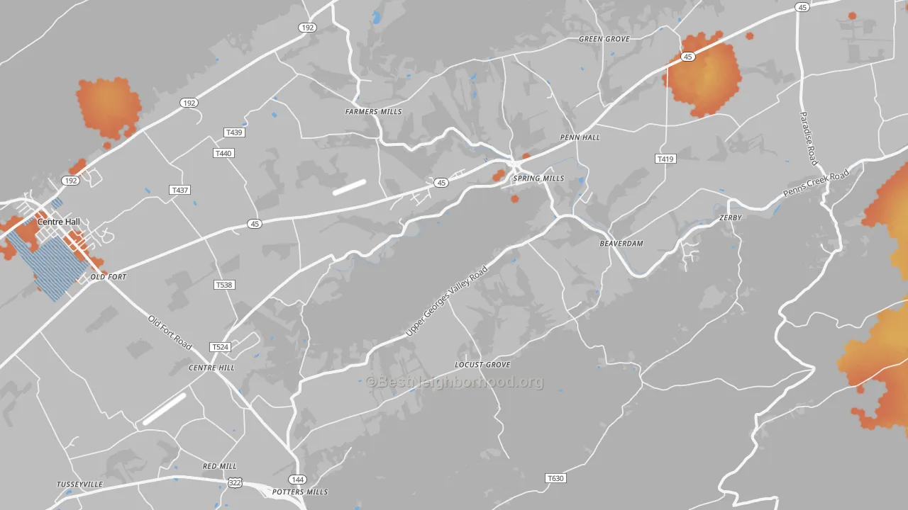 Bike Grade map of Spring Mills, PA