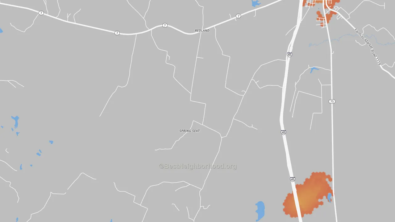 Bike Grade map of Spring Seat, TX