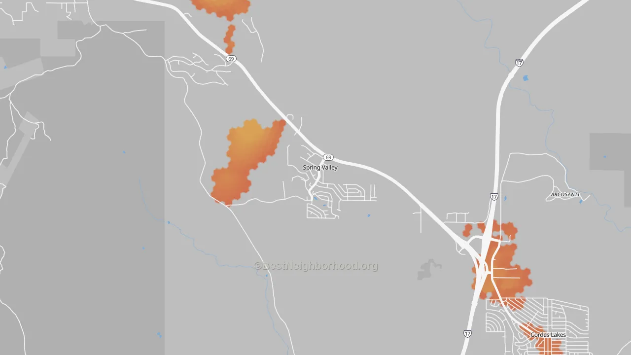Bike Grade map of Spring Valley, AZ