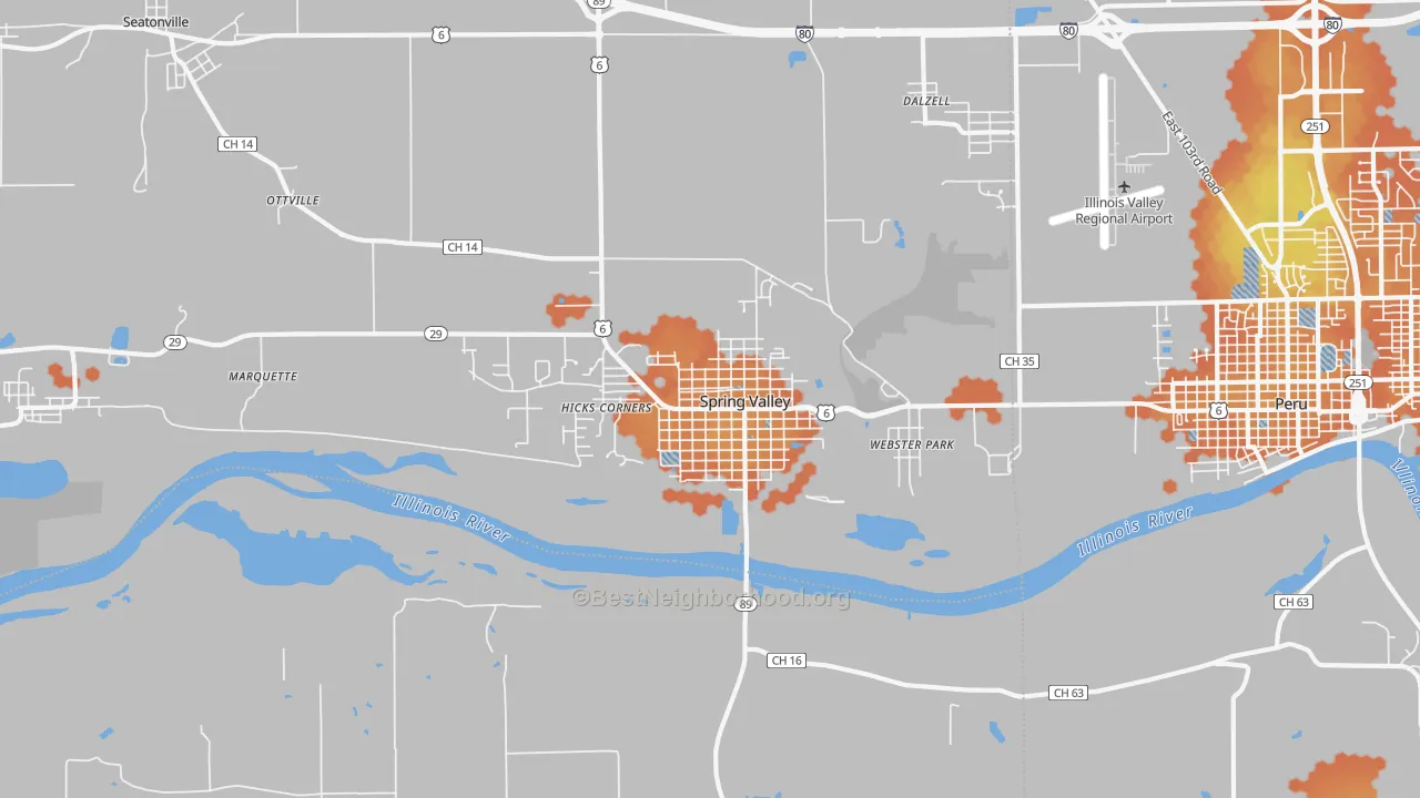Bike Grade map of Spring Valley, IL