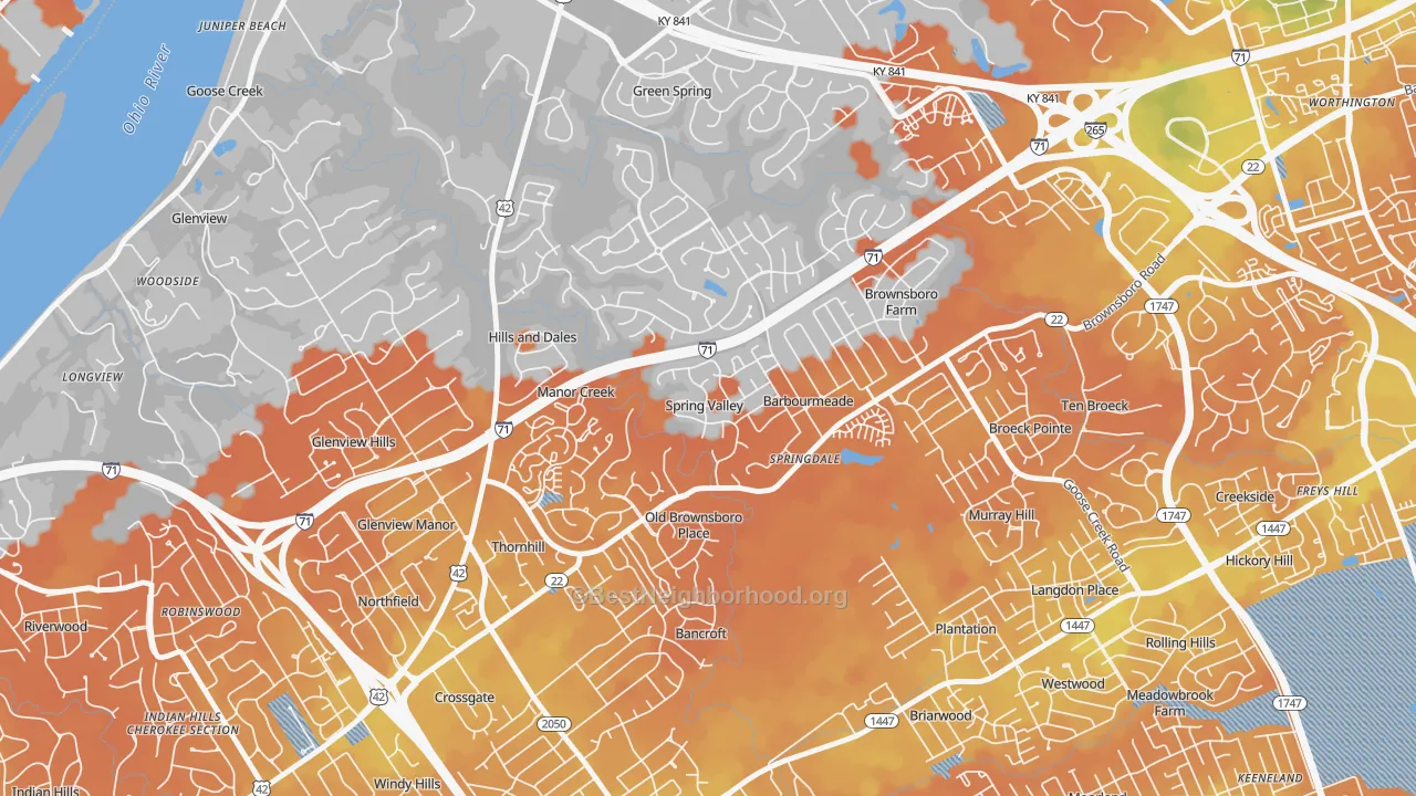 Bike Grade map of Spring Valley, KY