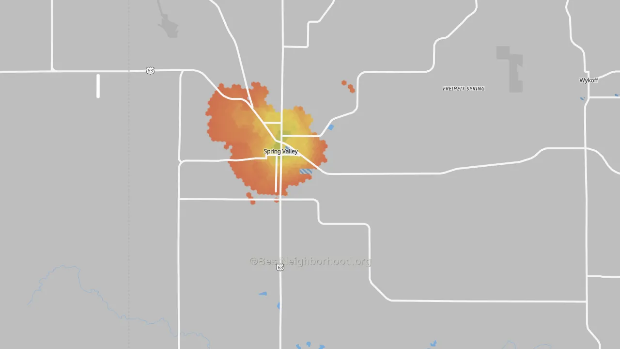 Bike Grade map of Spring Valley, MN