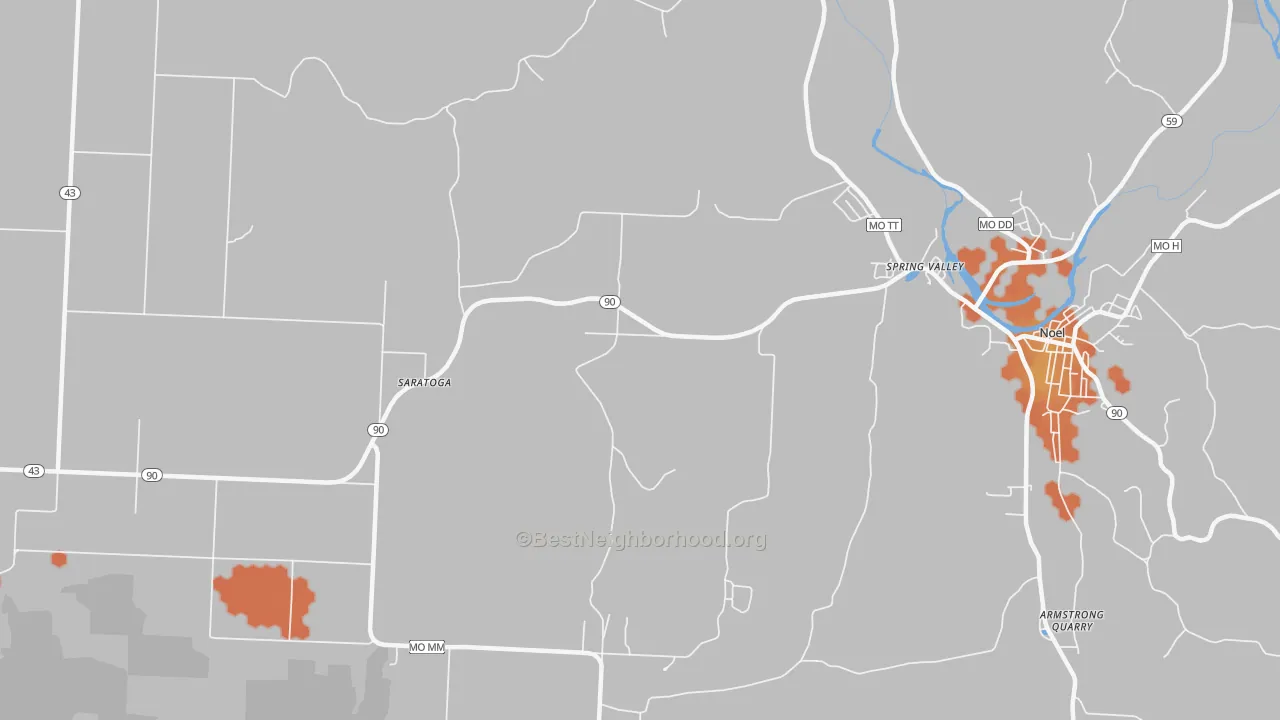 Bike Grade map of Spring Valley, MO