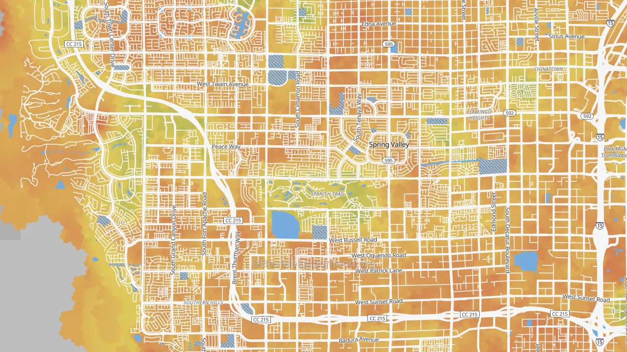Bike Grade map of Spring Valley, NV