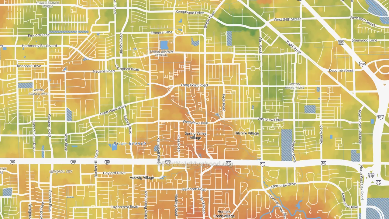 Bike Grade map of Spring Valley Village, TX