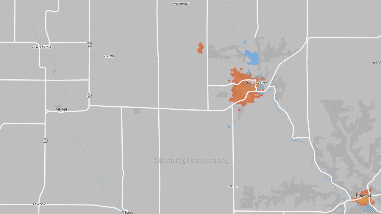 Bike Grade map of Spring Valley, WI
