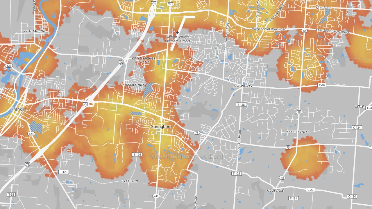 Bike Grade map of Springboro, OH