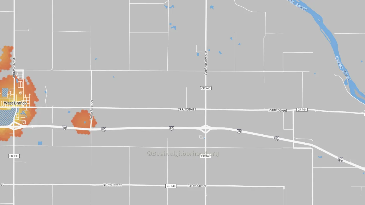 Bike Grade map of Springdale, IA