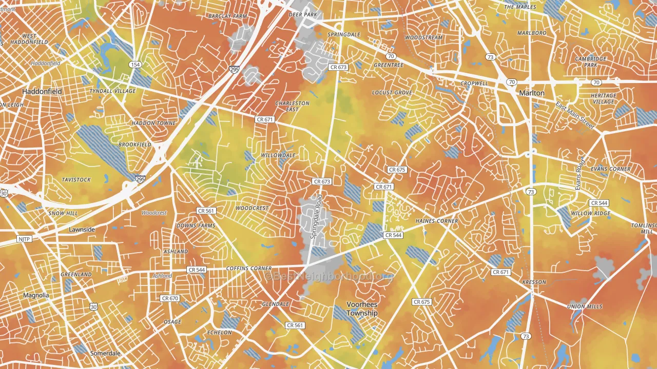 Bike Grade map of Springdale, NJ