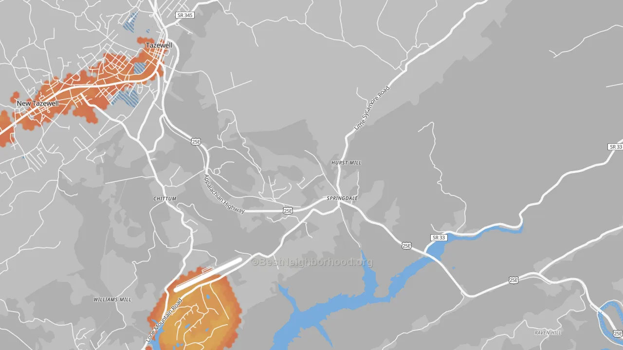 Bike Grade map of Springdale, TN